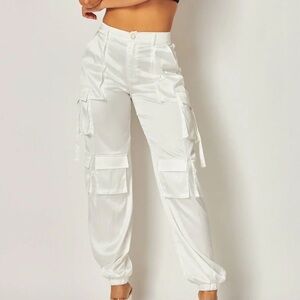 CARMAR PARACHUTE CREAM CARGO CROPPED PANTS WITH BUCKLE CINCHED WAISTBAND 8